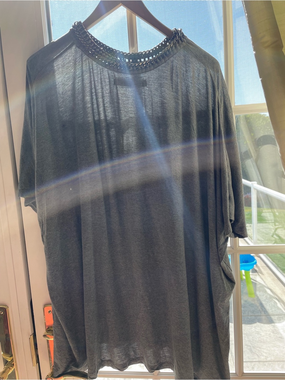 All saints  Grey Short-Sleeve tunic with chain neckline